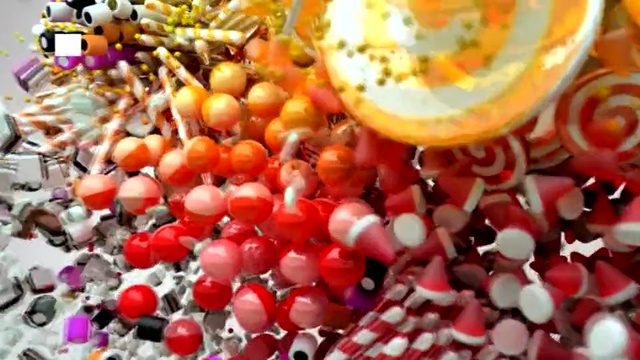 Video Reference N11: mixture, fruit, candy, confectionery, sprinkles