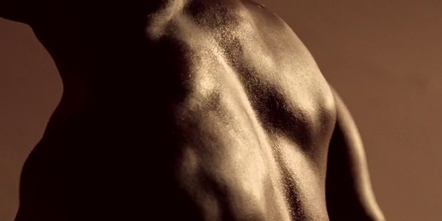 Video Reference N9: Shoulder, Joint, Arm, Neck, Close-up, Black-and-white, Human body, Photography, Muscle, Back
