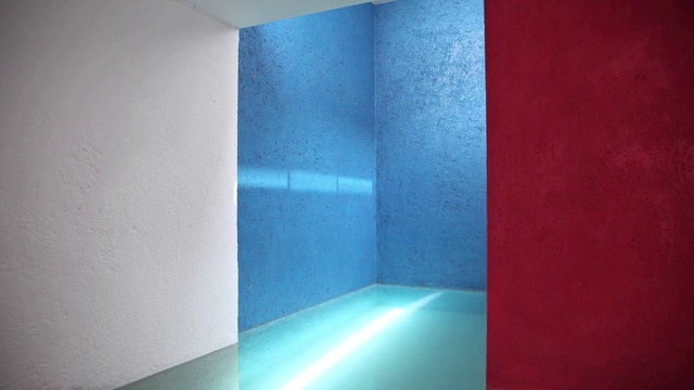 Video Reference N5: Blue, Turquoise, Light, Wall, Aqua, Azure, Architecture, Room, Floor, Tile