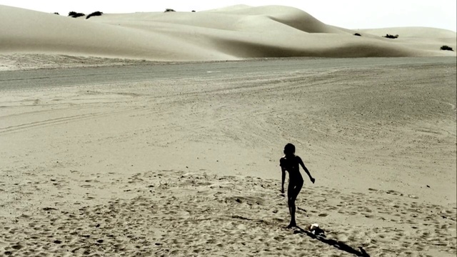 Video Reference N4: Sand, Natural environment, Desert, Aeolian landform, Landscape, Dune, Sahara, Fun, Vacation, Sea, Person