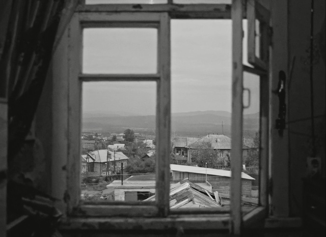 Video Reference N0: black and white, monochrome photography, window, structure, photography, sky, monochrome, house, building, angle, Person