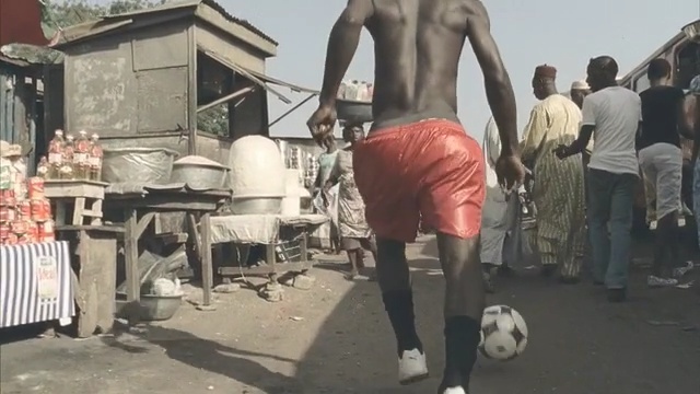Video Reference N6: Barechested, Male, Street football, Ball, Leg, Muscle, Freestyle football, Soccer, Person