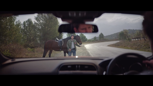 Video Reference N0: Horse, Mode of transport, Windshield, Rear-view mirror, Automotive mirror, Driving, Vehicle, Automotive exterior, Auto part, Automotive window part, Person