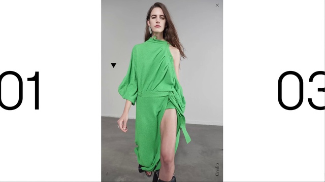Video Reference N2: Clothing, Green, Dress, Shoulder, Neck, Sleeve, Fashion, Fashion model, Joint, Outerwear, Person