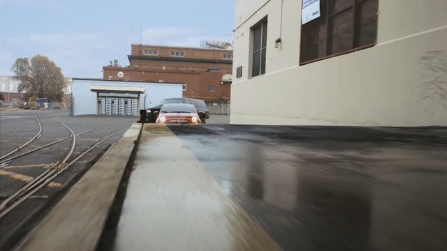 Video Reference N8: car, asphalt, transport, road, vehicle, road surface, lane, roof, house, building, Person
