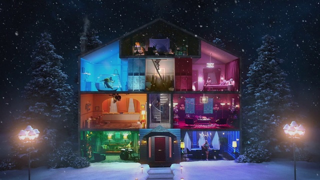 Video Reference N0: Light, Architecture, House, Lighting, Winter, Sky, Night, Building, Design, Snow