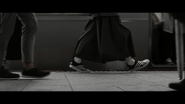Video Reference N1: footwear, white, photograph, black, black and white, mammal, man, monochrome photography, day, shoe