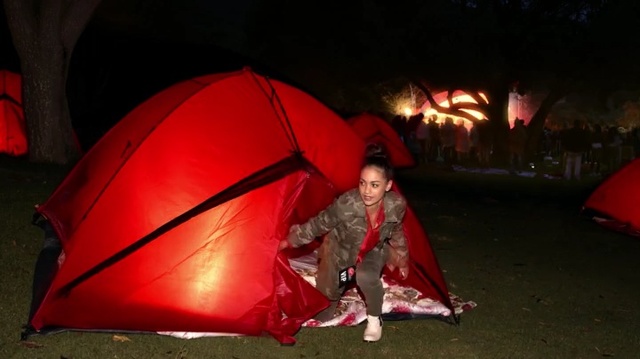 Video Reference N2: Tent, Red, Camping, Fun, Lighting, Recreation, Darkness, Leisure, Umbrella, Person