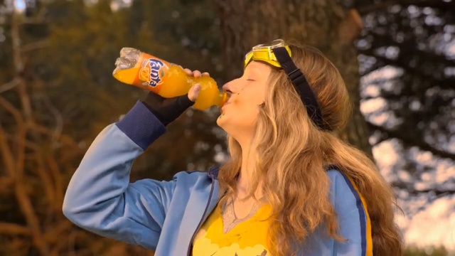Video Reference N0: yellow, water, girl, fun, drinking, product, drink, recreation, plant, tree