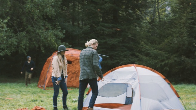 Video Reference N3: camping, tent, outdoor recreation, tree, fun, recreation, leisure, grass, plant, adventure