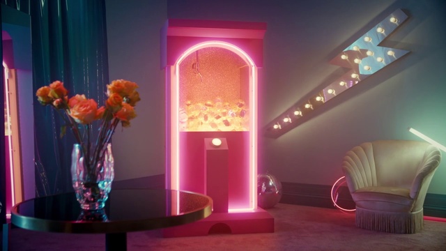 Video Reference N0: Light, Pink, Lighting, Room, Interior design, Magenta, Light fixture, Flower, Architecture, Plant, Person