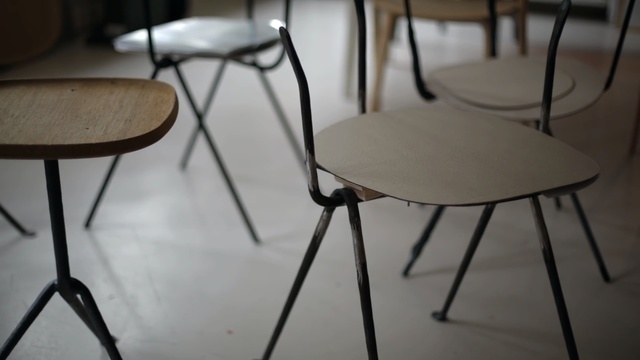 Video Reference N4: Chair, Furniture, Iron, Table, Metal, Bar stool, Person