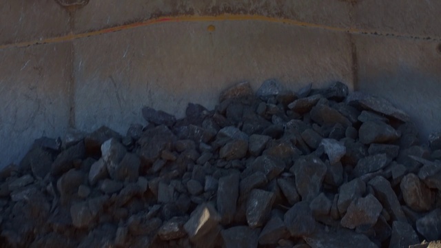 Video Reference N6: Wall, Rock, Charcoal, Rubble, Floor, Geological phenomenon, Flooring, Lime, Limestone