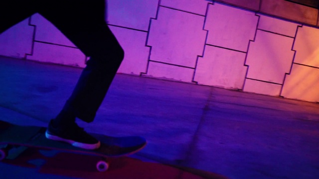 Video Reference N2: Blue, Purple, Footwear, Electric blue, Light, Skateboard, Leg, Violet, Skateboarding Equipment, Standing