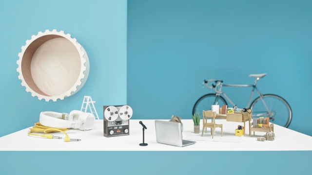 Video Reference N2: Blue, Product, Turquoise, Yellow, Room, Design, Furniture, Table, Interior design, Illustration, Person