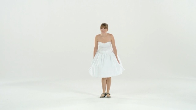 Video Reference N6: fashion model, dress, shoulder, gown, joint, standing, photo shoot, fashion, neck, cocktail dress, Person