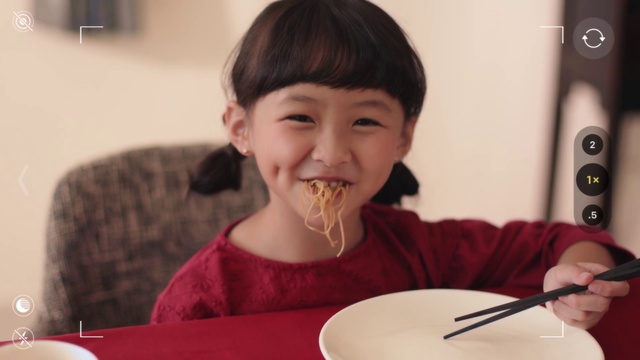 Video Reference N0: Eating, Nose, Mouth, Food, Smile, Restaurant, Chopsticks, Child