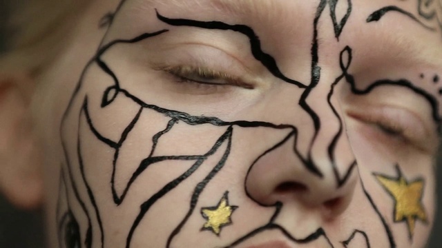 Video Reference N4: Skin, Arm, Tattoo, Head, Forehead, Cheek, Close-up, Eye, Drawing, Design