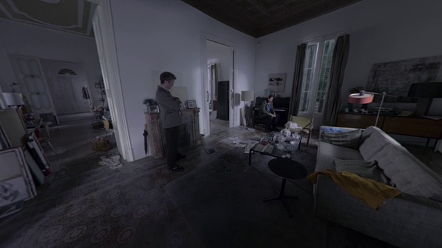 Video Reference N11: Room, Building, Interior design, House, Floor, Photography, Architecture, Darkness, Flooring, Living room, Person