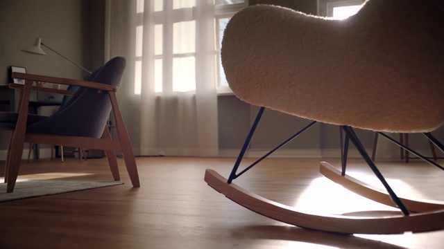 Video Reference N23: Chair, Furniture, Rocking chair, Floor, Light, Flooring, Laminate flooring, Interior design, Room, Wood