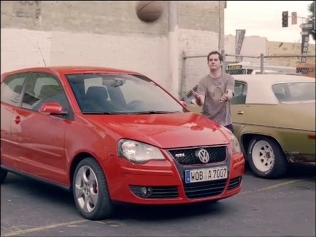 Video Reference N0: car, motor vehicle, land vehicle, vehicle, volkswagen polo gti, volkswagen, city car, hatchback, family car, automotive design, Person