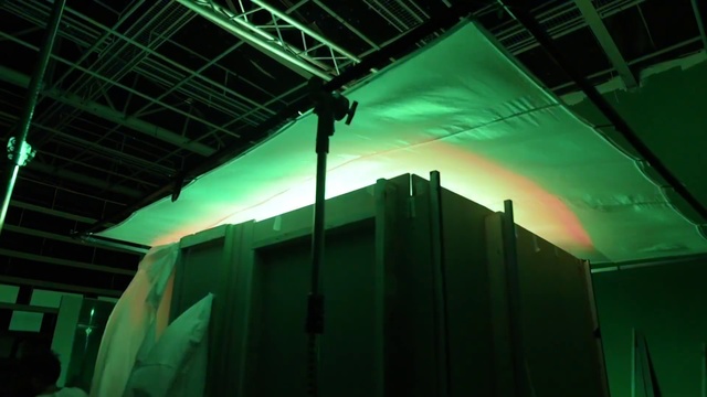 Video Reference N6: Green, Light, Ceiling, Lighting, Architecture, Technology, Plant, Night, Building