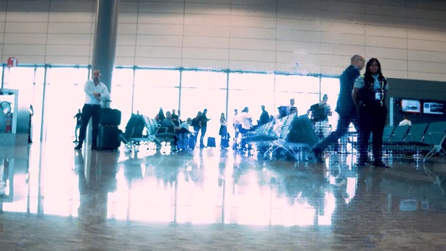 Video Reference N0: Blue, Reflection, Water, Infrastructure, Airport, Airport terminal, Sky, Crowd, Fun, Floor
