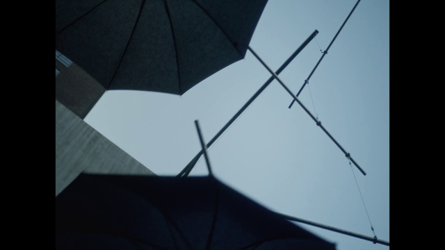 Video Reference N4: Umbrella, Black, Line, Triangle, Daylighting, Sky, Symmetry, Black-and-white, Architecture, Monochrome photography