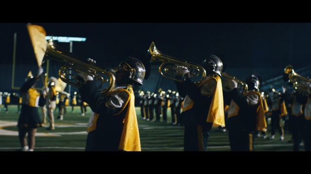 Video Reference N1: Marching band, Brass instrument, Musical instrument, Marching, Musician, Musical ensemble, Wind instrument, Mellophone, Cheering, Trumpet