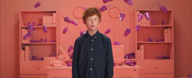 Video Reference N1: Violet, Pink, Purple, Room, Magenta, Person, Indoor, Man, Cabinet, Standing, Front, Dressed, Wearing, Young, Posing, Holding, Black, Suit, Shirt, Dress, Woman, Boy, Girl, Little, Hair, Smiling, Teeth, Kitchen, Brushing, Hat, Wall, Human face, Clothing, Clothes