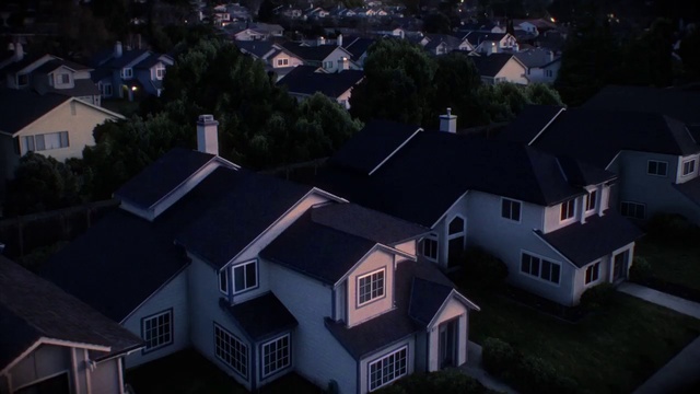 Video Reference N1: Residential area, Sky, Home, House, Suburb, Night, Light, Property, Roof, Neighbourhood