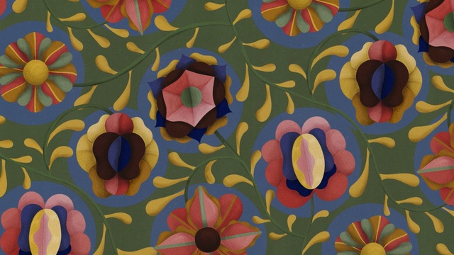 Video Reference N4: yellow, flower, pattern, art, design, textile, modern art, organism, painting, visual arts, Person