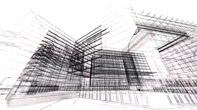 Video Reference N4: Architecture, Sketch, Line, Drawing, Building, Black-and-white, Facade, Urban design, Parallel, Technical drawing