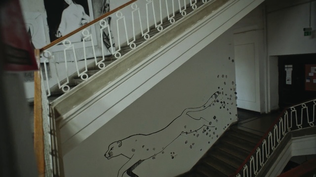 Video Reference N1: Handrail, Stairs, Wall, Mural, Baluster, Art, Architecture, Floor, Window, Metal, Person
