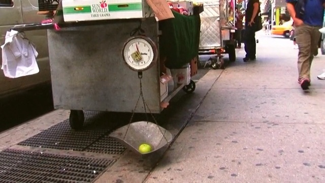 Video Reference N1: vehicle, asphalt, pedestrian, street, waste containment, product, Person