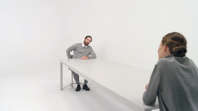 Video Reference N0: Table, Standing, Sitting, Furniture, Conversation, Design, Desk, Architecture, Office, White-collar worker