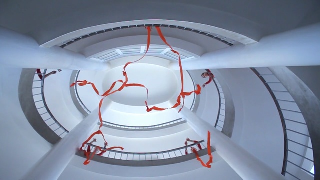 Video Reference N1: White, Red, Architecture, Ceiling, Stairs, Design