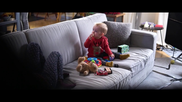Video Reference N0: Couch, Child, Play, Comfort, Furniture, Room, Toddler, Sofa bed, Sitting, Companion dog