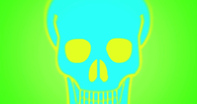 Video Reference N1: Green, Yellow, Bone, Turquoise, Illustration, Skull, Font, Graphics, Graphic design, Smile