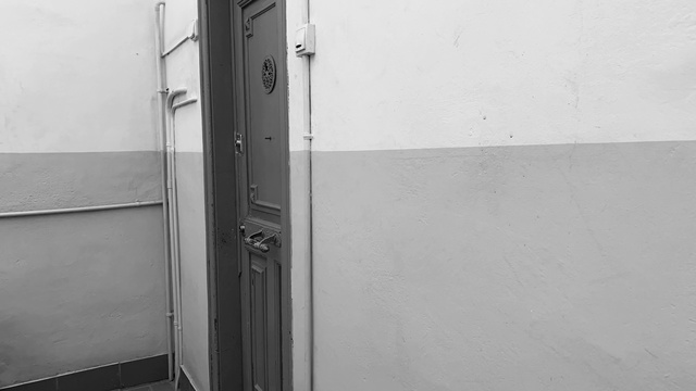 Video Reference N0: White, Black, Wall, Architecture, Room, Door, Black-and-white, Door handle, Monochrome, House