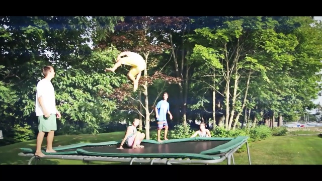 Video Reference N2: trampoline, nature, leisure, trampolining equipment and supplies, plant, fun, tree, sports equipment, grass, recreation, Person