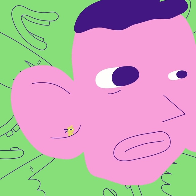 Video Reference N4: Face, Facial expression, Nose, Cartoon, Head, Pink, Cheek, Purple, Line, Illustration
