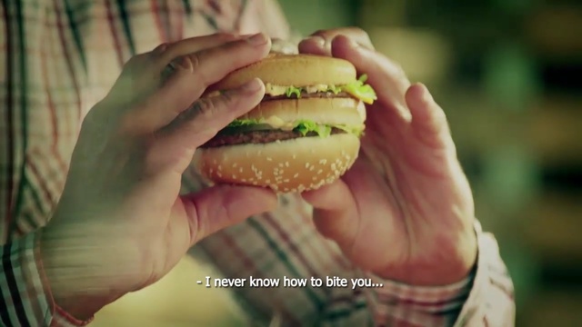 Video Reference N4: Macaroon, Food, Hamburger, Fast food, Big mac, Dish, Cheeseburger, Cuisine, Sandwich, Hand
