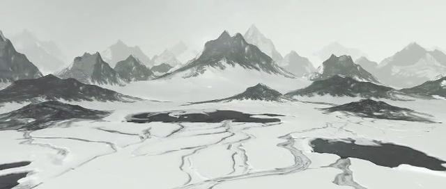 Video Reference N0: black and white, nunatak, mountain, mountain range, monochrome photography, massif, glacial landform, sketch, ridge, monochrome