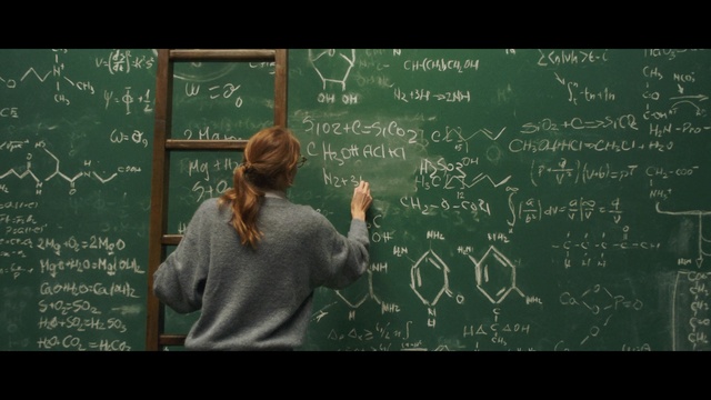 Video Reference N1: Blackboard, Green, Text, Teacher, Chalk, Professor, Line, Organism, Lecture, Room, Person
