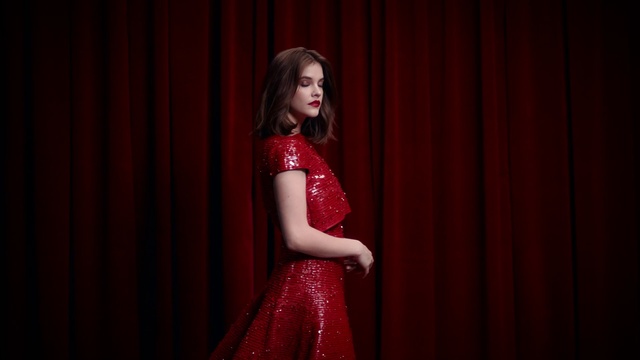 Video Reference N8: Red, Beauty, Formal wear, Dress, Fashion, Performance, Photography, Long hair, Stage, Textile