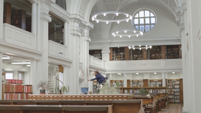 Video Reference N6: library, public library, building, lobby, ceiling, daylighting, interior design, estate, window, apartment