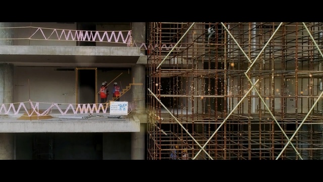 Video Reference N1: Scaffolding, Architecture, Building, Construction, Facade, Metal, Person