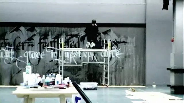 Video Reference N3: wall, structure, display window, art, mural, interior design, glass, street art, window