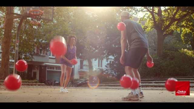 Video Reference N7: Red, Balloon, Fun, Play, Photography, Sunlight, Party supply, Kickball, Recreation, Ball